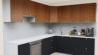 Кухня угловая Орех светлый - Графит нубук